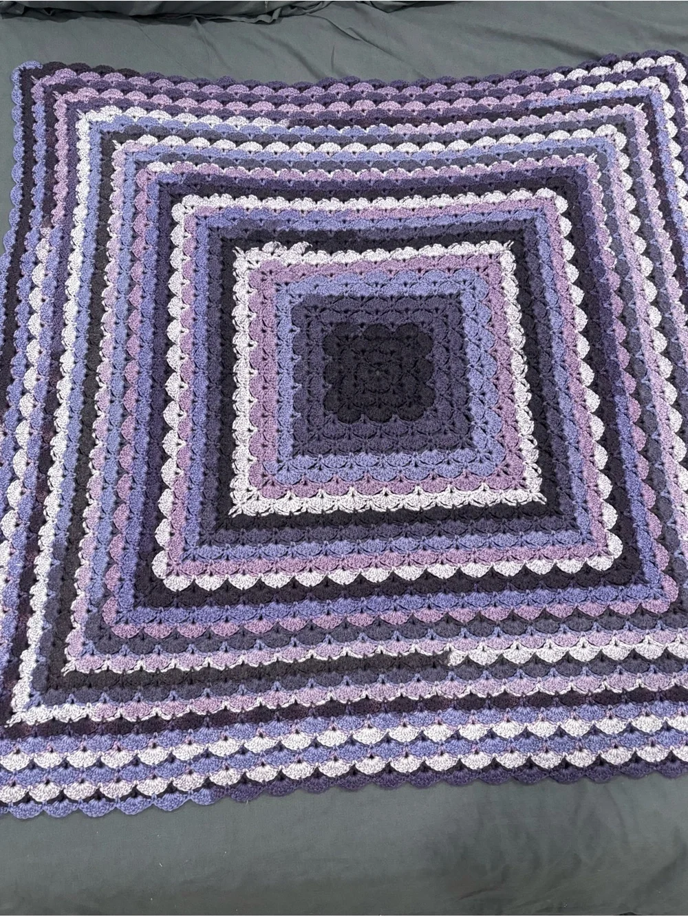 Grandma Core Handmade Crochet Throw Blanket Multi Shade of Purple